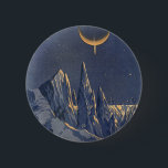 Vintage Science fiction, Måne Snö-planeten Crescen Knapp<br><div class="desc">Vintage illustrerar planeterna Science fiction och rymden i futuristiska. En 50-sekundersmodell i bok i tecknad med en främmande planet täckt med is och snö på natten med ett halvmånsslätt måne över bergen på vintern.</div>