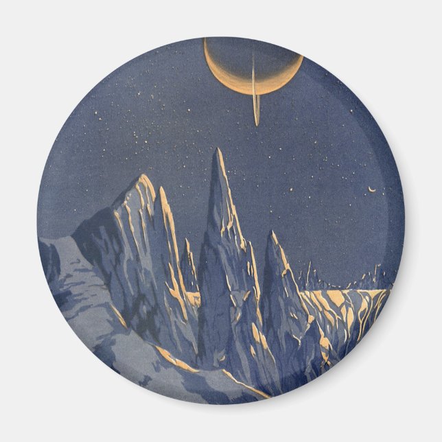 Vintage Science fiction, Måne Snö-planeten Crescen Magnet (Framsidan)