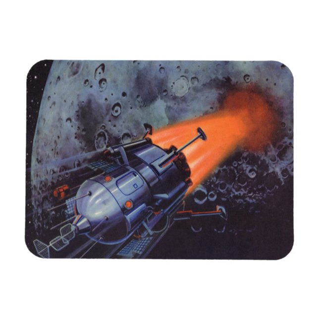 Vintage Science Fiction, månraket lyfter Magnet (Horisontell)