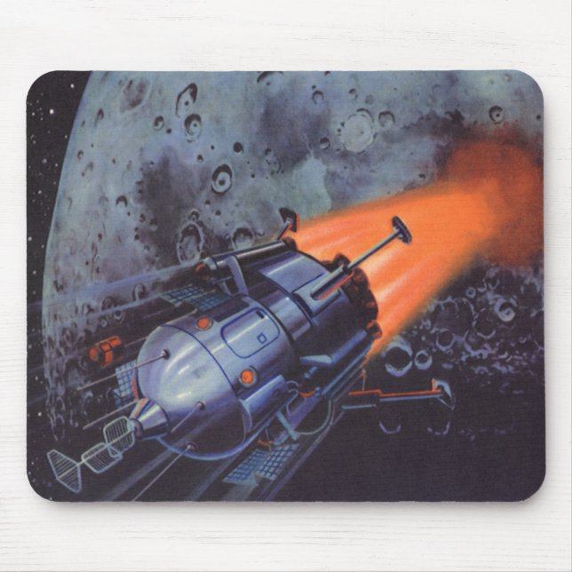 Vintage Science Fiction, månraket lyfter Musmatta (Framsidan)