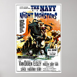 Vintage Science fiction marin kontra nattmonstret Poster