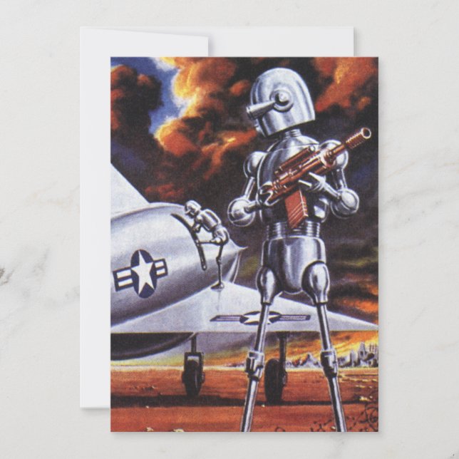 Vintage Science Fiction Militära robotsoldater (Framsida)