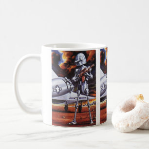 Vintage Science fiction militärrobot Soldiers Kaffemugg