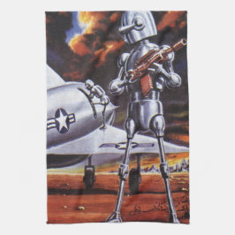 Vintage Science fiction militärrobot Soldiers Kökshandduk