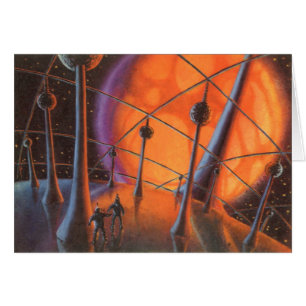 Vintage Science Fiction, Orange Sun och Aliens Hälsningskort