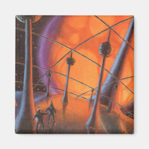 Vintage Science Fiction, Orange Sun och Aliens Magnet