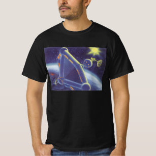 Vintage Science fiction Orbitande rymden Station T-shirt