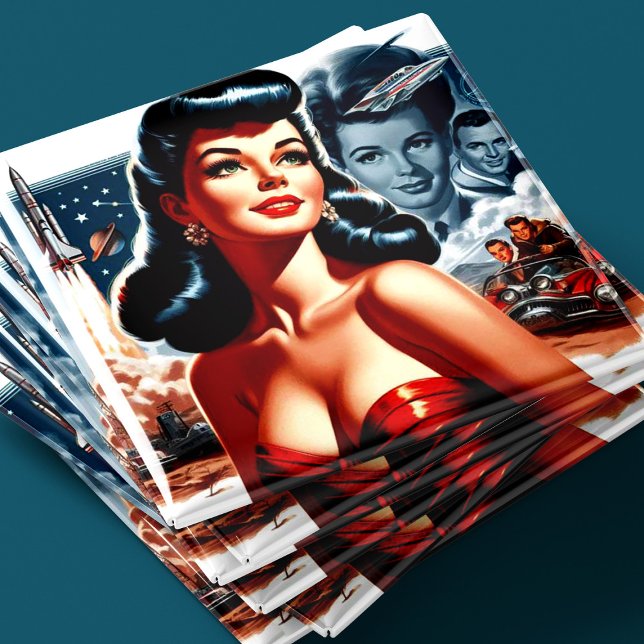 Vintage Science Fiction Pinuppa Magnet (Skapare uppladdad)