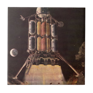 Vintage Science Fiction-raket som lyfter från plan Kakelplatta