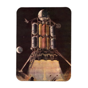 Vintage Science Fiction-raket som lyfter från plan Magnet