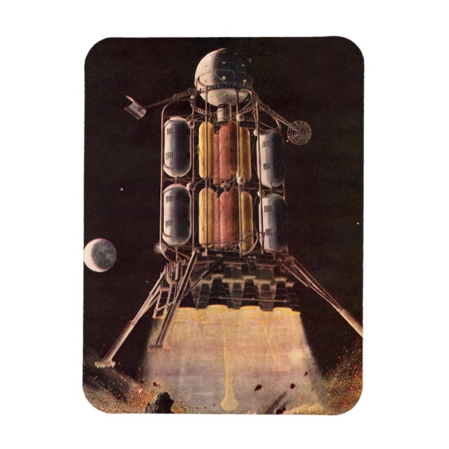 Vintage Science Fiction-raket som lyfter från plan Magnet (Vertikal)