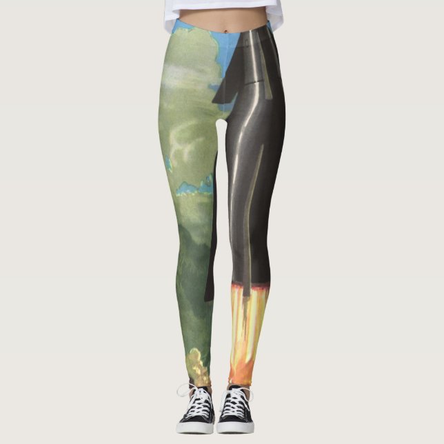 Vintage Science fiction, raketavgjutning utanför j Leggings (Framsida)