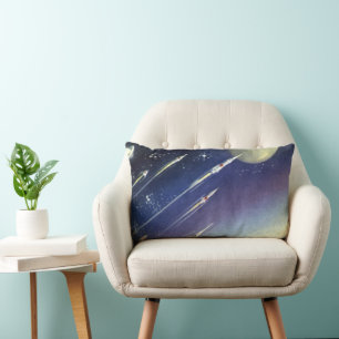 Vintage Science Fiction-raketer i rymden av Planet Lumbarkudde