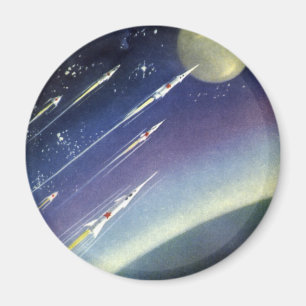 Vintage Science Fiction-raketer i rymden av Planet Magnet