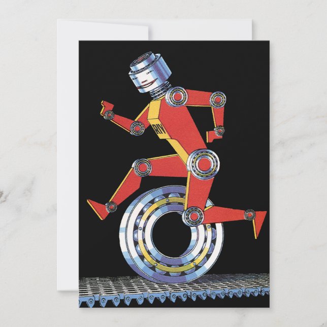 Vintage Science fiction Robot Runwith Wheel (Framsida)