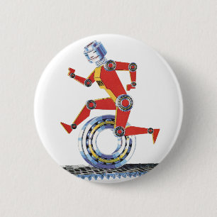 Vintage Science fiction Robot Runwith Wheel Knapp