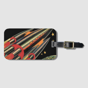 Vintage Science fiction Rocket Frakt efter Space S Bagagebricka