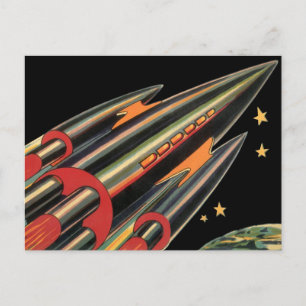 Vintage Science fiction Rocket Frakt efter Space S Vykort