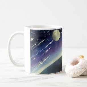 Vintage Science fiction Rockets in Space by Planet Kaffemugg
