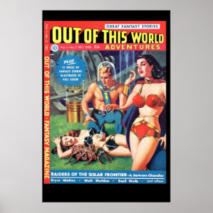 Vintage science fiction rymd tecknad poster