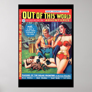 Vintage science fiction rymd tecknad poster