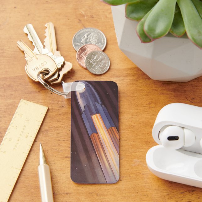 Vintage Science fiction Rymdraketer för Frakt Nyckelring (Skrivbord)