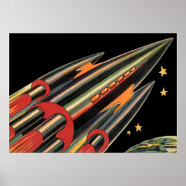 Vintage Science Fiction Rymdskepp av Space Stars Poster
