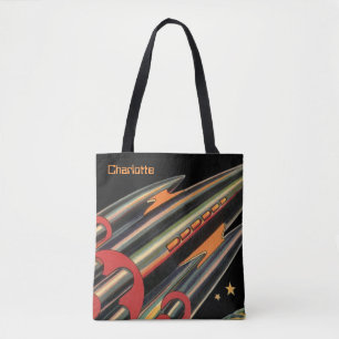 Vintage Science Fiction Rymdskepp av Space Stars Tygkasse