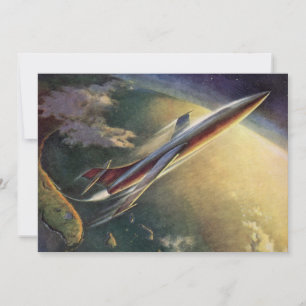 Vintage Science fiction rymdskepp Flygplan jord