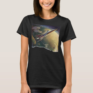 Vintage Science fiction rymdskepp Flygplan jord T-shirt