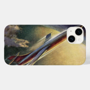 Vintage Science Fiction Rymdskepp Flygplan Jorden