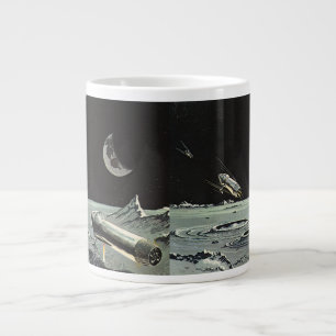 Vintage Science Fiction, rymdskepp måne planeter Jumbo Mugg