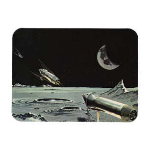 Vintage Science Fiction, rymdskepp måne planeter Magnet