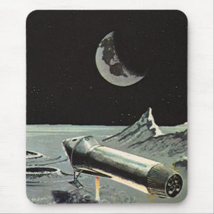 Vintage Science Fiction, rymdskepp måne planeter Musmatta
