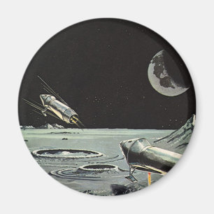 Vintage Science Fiction, rymdskepp månen planeter Magnet