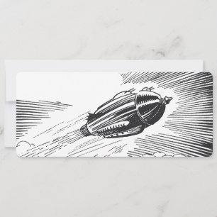 Vintage Science Fiction Rymdskepp Raket i Moln