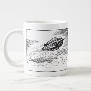 Vintage Science Fiction Rymdskepp Raket i Moln Jumbo Mugg