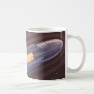 Vintage Science Fiction Rymdskepp Raketer Kaffemugg