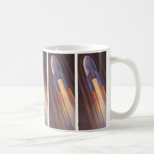 Vintage Science Fiction Rymdskepp Raketer Kaffemugg
