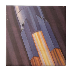 Vintage Science Fiction Rymdskepp Raketer Kakelplatta