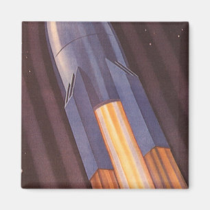 Vintage Science Fiction Rymdskepp Raketer Magnet