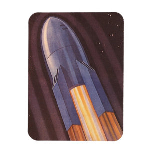 Vintage Science Fiction Rymdskepp Raketer Magnet