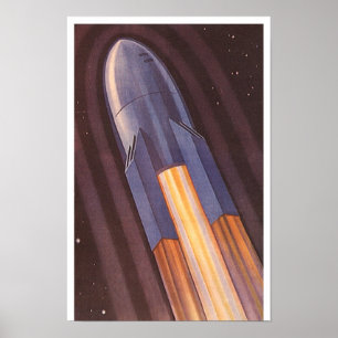 Vintage Science Fiction Rymdskepp Raketer Poster