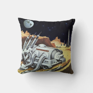 Vintage Science Fiction, rymdstation på månen Kudde