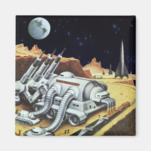 Vintage Science Fiction, rymdstation på månen Magnet