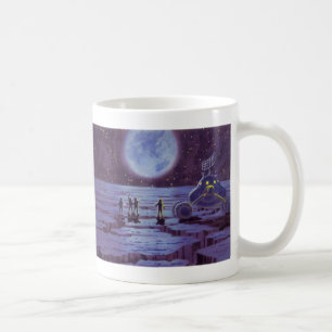 Vintage Science Fiction, Sci Fi Alien Månlandning Kaffemugg