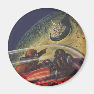 Vintage Science fiction, Sci Fi City på Måne Magnet
