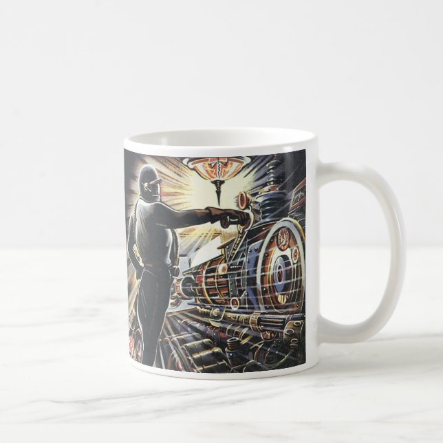 Vintage Science fiction Sci Fi Futuristiska Maskin Kaffemugg (Höger)