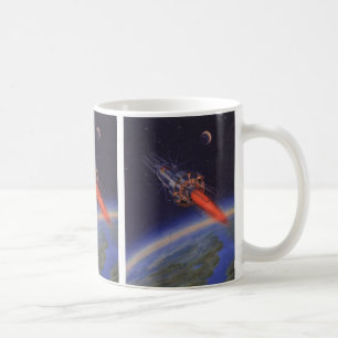Vintage Science Fiction, Sci Fi-raket över jorden Kaffemugg
