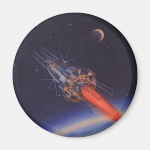 Vintage Science Fiction, Sci Fi-raket över jorden Magnet